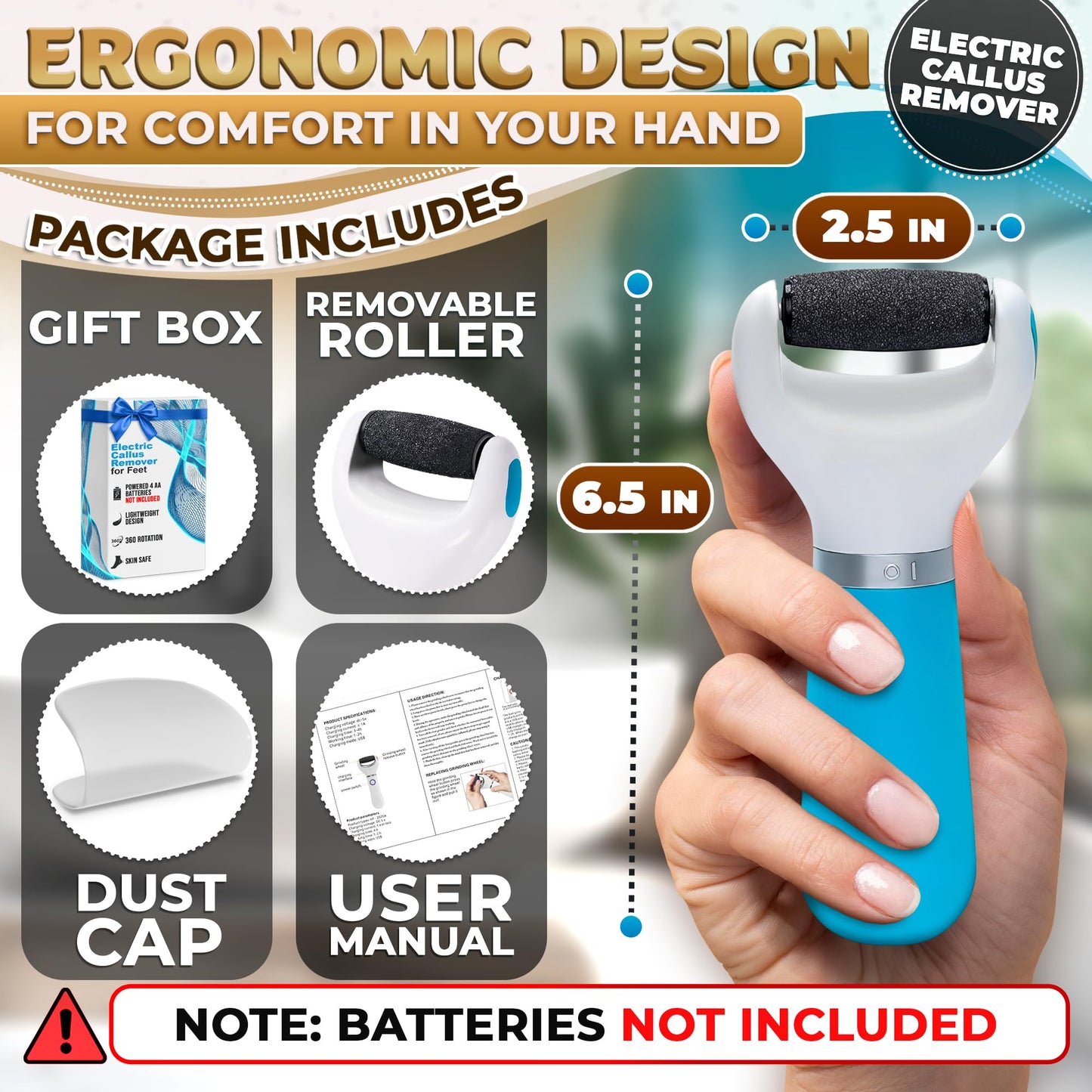 Electric Callus Remover for Feet with Rollers for Skin 11 Psc - Foot Heel Callus Remover Foot Scrubber Dead Skin Remover Tool for Feet Care Heel Scraper for Cracked Heels Pedicure Supplies