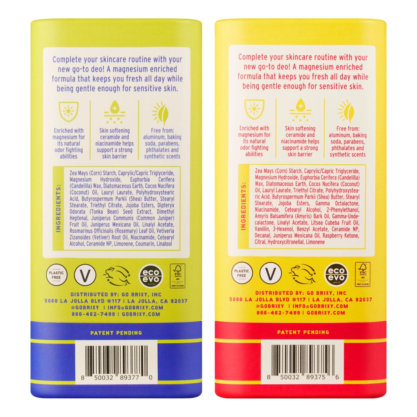 BRIXY Magnesium Deodorant, Ceramide & Niacinamide, Aluminum Free, Baking Soda Free, Plastic Free Packaging, Vegan and Certified Cruelty Free, Patent Pending