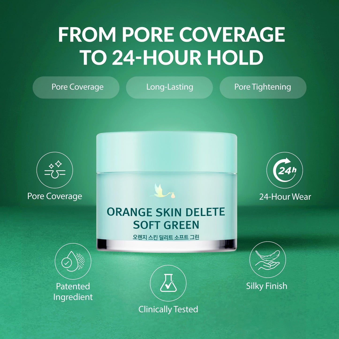 Orange Skin Delete Soft Green Pore Primer Skin Smoothing Long Lasting Wear Korean Makeup 30g 1.06 oz