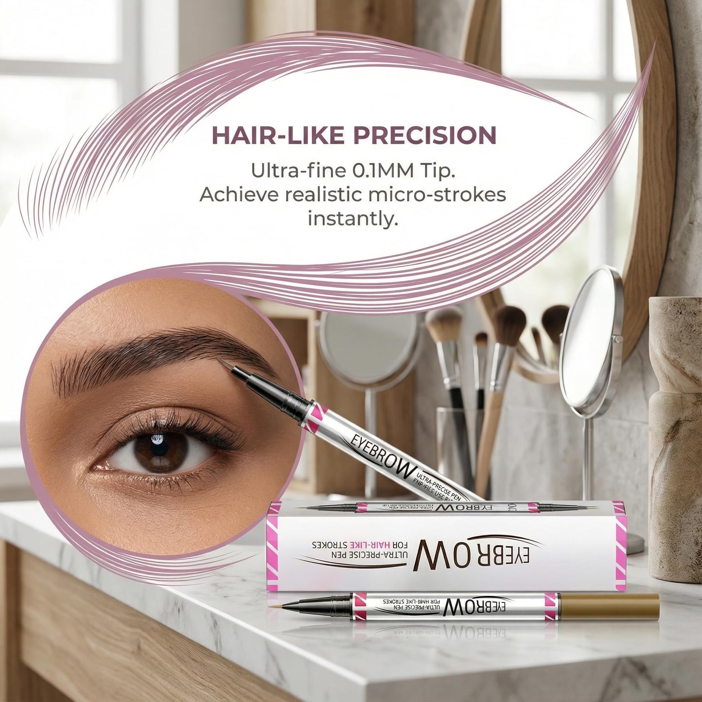 YeMoMo Dual-Tip Eyebrow Pencil, 2-in-1 Waterproof Brow Liner with Ultra-Fine Fork and Precision Tip, 5 Natural Shades from Light Brown to Black (3#Dark Brown)