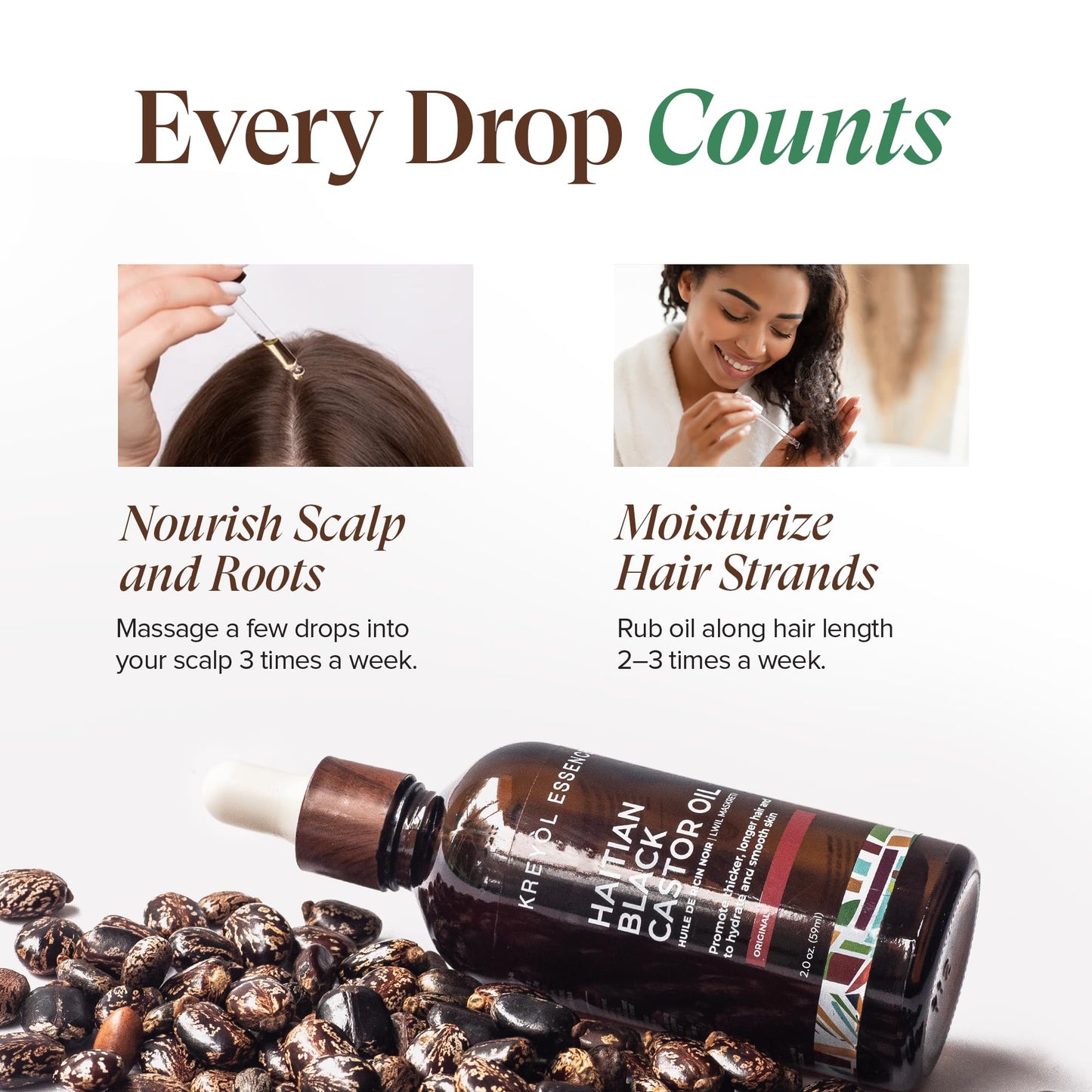 Kreyol Essence - Haitian Black Castor Oil for Skin and Hair, Glass Bottle - Cold Pressed, Hexane Free, Fuller-Looking Hair, Natural Humectant, Mango Papaya & Coconut, 3.4 Fl Oz