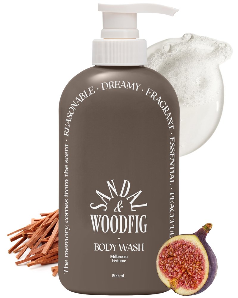 ODID Milk in Cera Perfume Body Wash - Korean Moisturizing Body Cleanser for All Skin Types - with Milk Protein and Ceramide, 16.9 fl.oz. (Sandal Woodfig)
