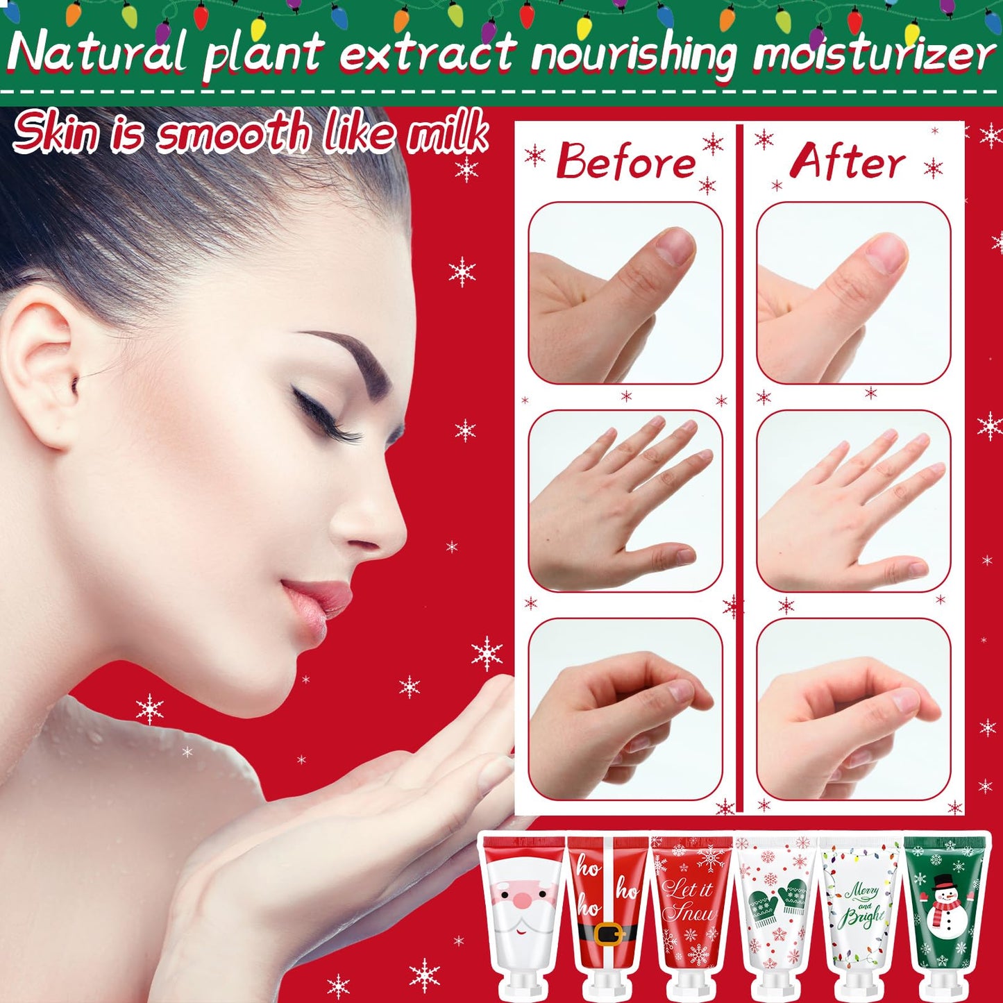 48 Pieces Secret Santa Gift Set: Mini Christmas Hand Cream Travel Size Lotion Bulk Holiday Stocking Stuffers Appreciation Gifts for Women Employee Coworker Staff 30ml 6 Natural Plant Fragrance