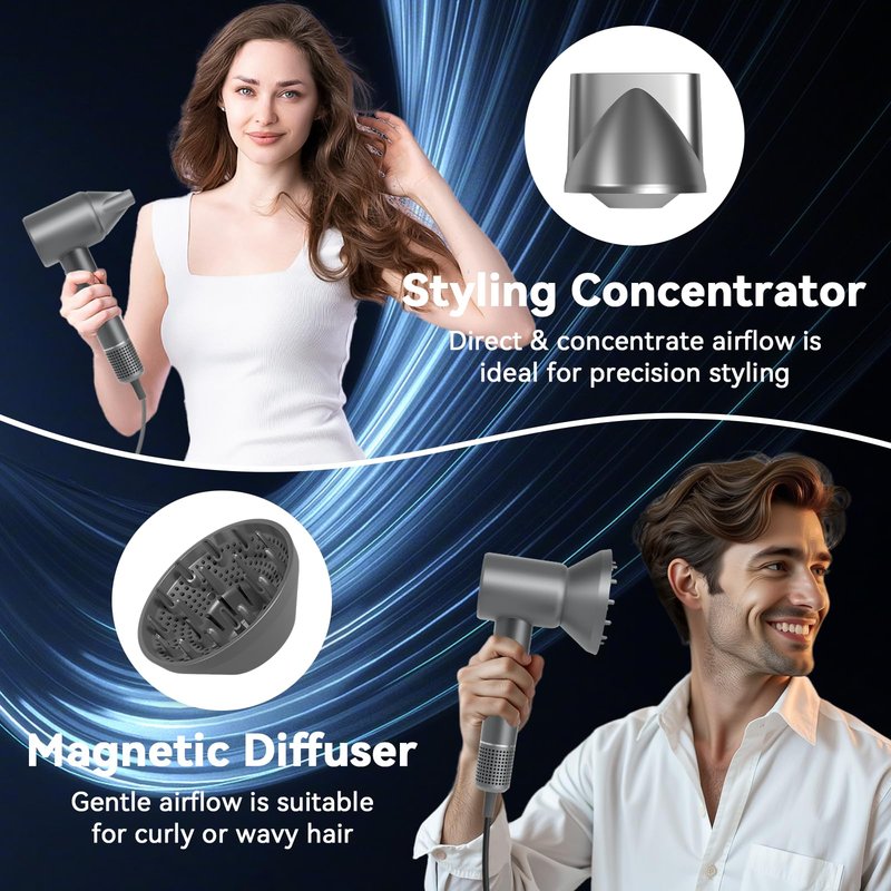 High Speed Hair Blow Dryer｜Professional Salon Grade Air Speed, Negative Ion Hair Care｜Quiet Design｜Suitable for Thick Hair/Styling with Diffuser, Long Motor Lifespan