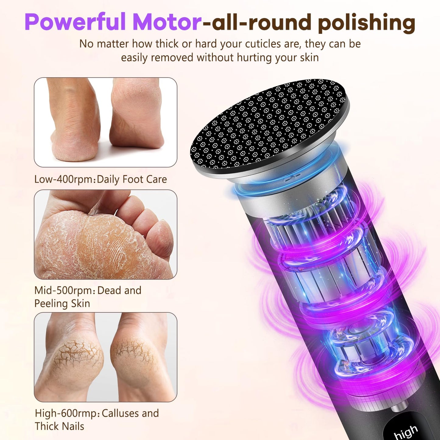 Electric Foot Callus Remover with Nano-Glass Head, Rechargeable Electric Foot File with Upgraded Powerful Metal Gear Motor, Premium Aluminum Cordless Callus Remover for Feet, Gifts for Men Women