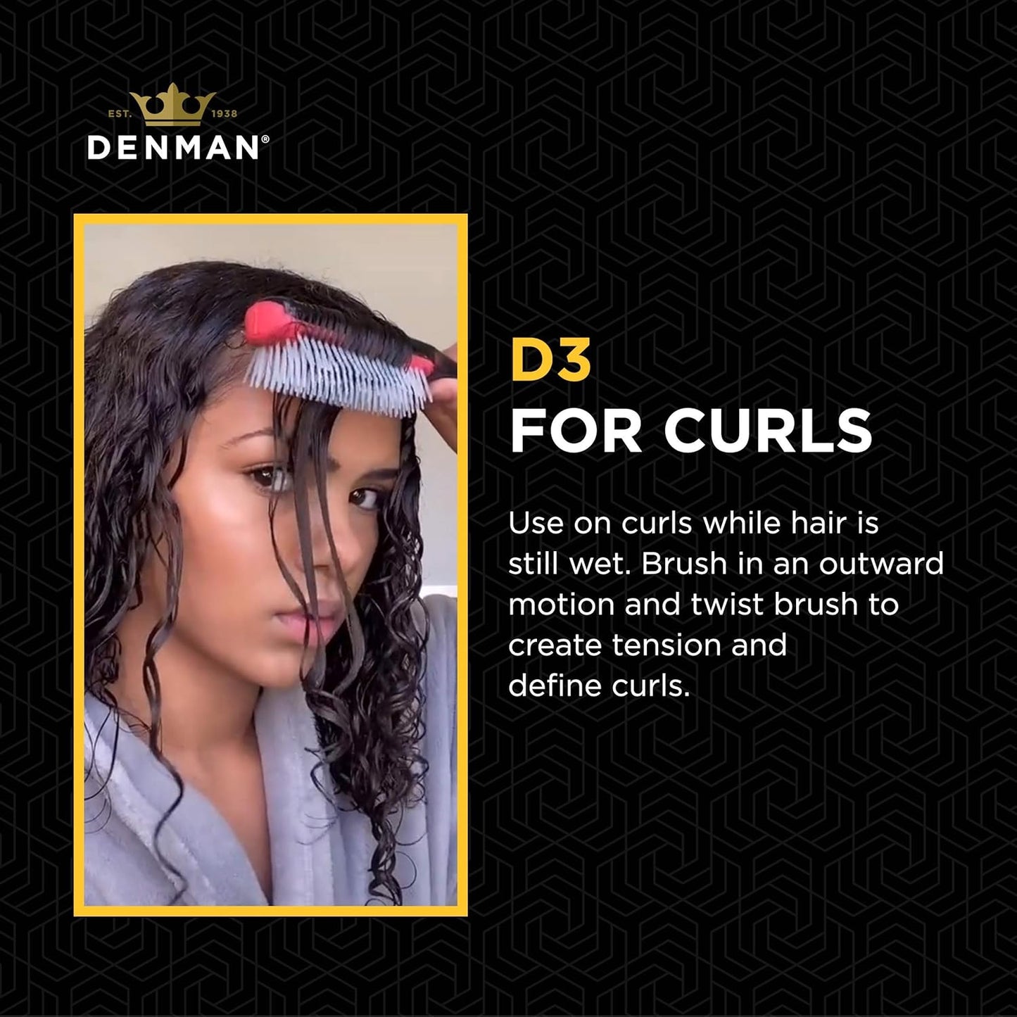 Denman Violet Styling Brush Set - 7 Row & Paddle Hair Brushes for Ultimate Detangling | All Hair Types