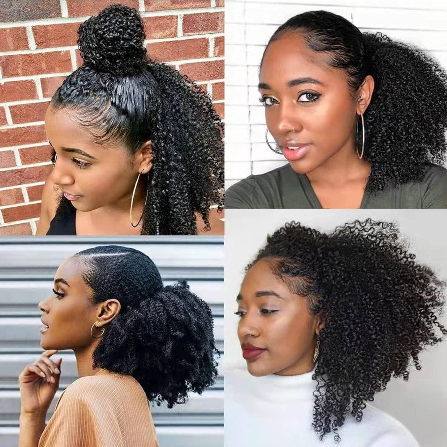 Afro Puff Drawstring Ponytail | 12-Inch Human Hair Kinky Curly Extension for Black Women