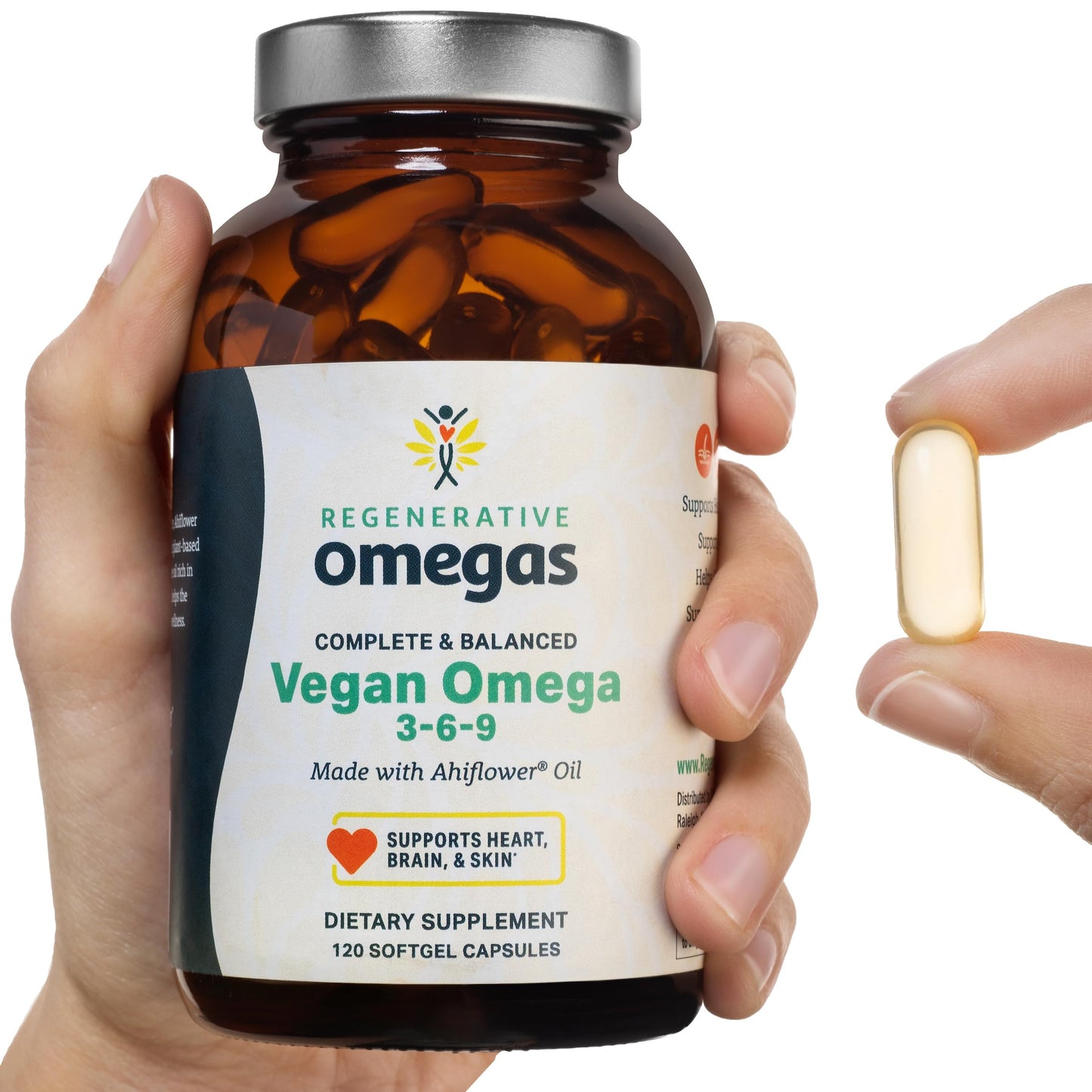 Ahiflower Oil 120 Softgels - Complete and Balanced Omega 3-6-9 Essential Fatty Acids - Plant Based No Fish Source of Vegan Healthy Fats
