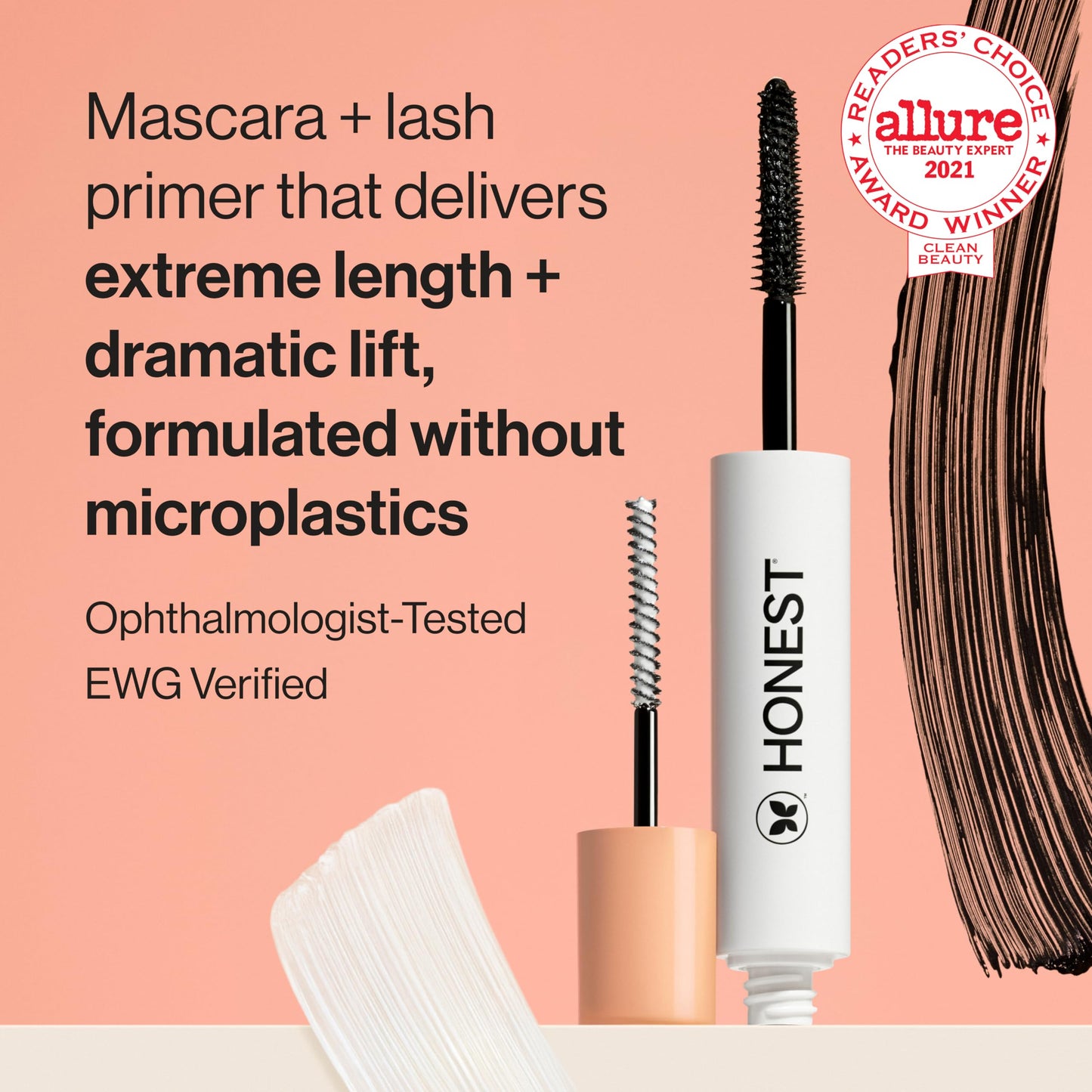 Honest Beauty Extreme Length Volumizing Clean Mascara + Cleansing Makeup Remover Facial Wipes Bundle | Safe for Sensitive Skin and Eyes | 0.27 fl oz, 30 Count