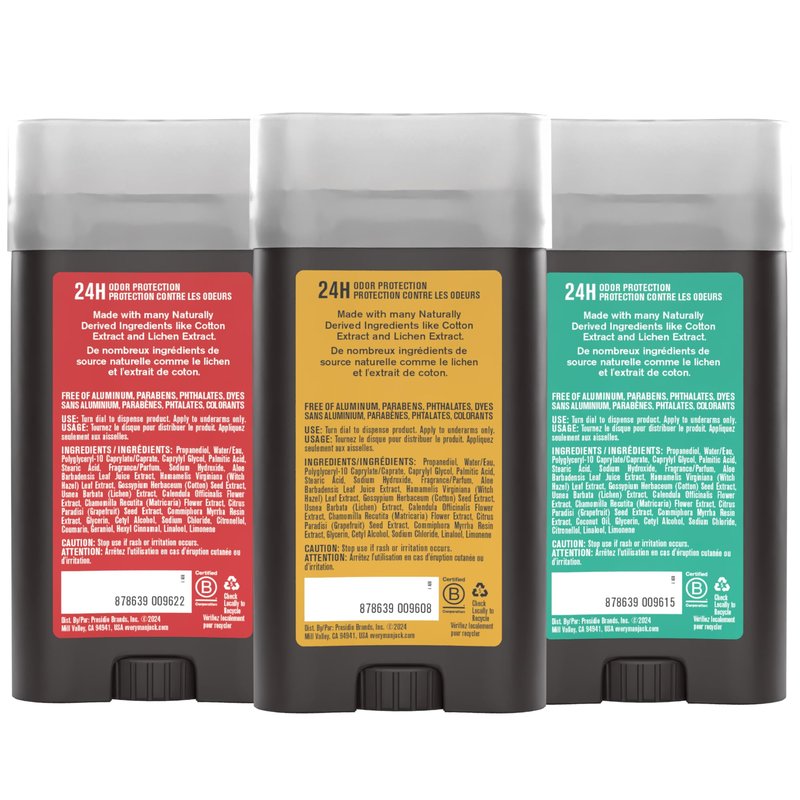Every Man Jack Men's Deodorant Variety Set - Three Full-Sized Deodorant Sticks with Clean Ingredients & Incredible Scents - Cedar + Red Sage, Amber + Sandalwood, Sea Mineral + Citron - 3 oz - 3 Pack