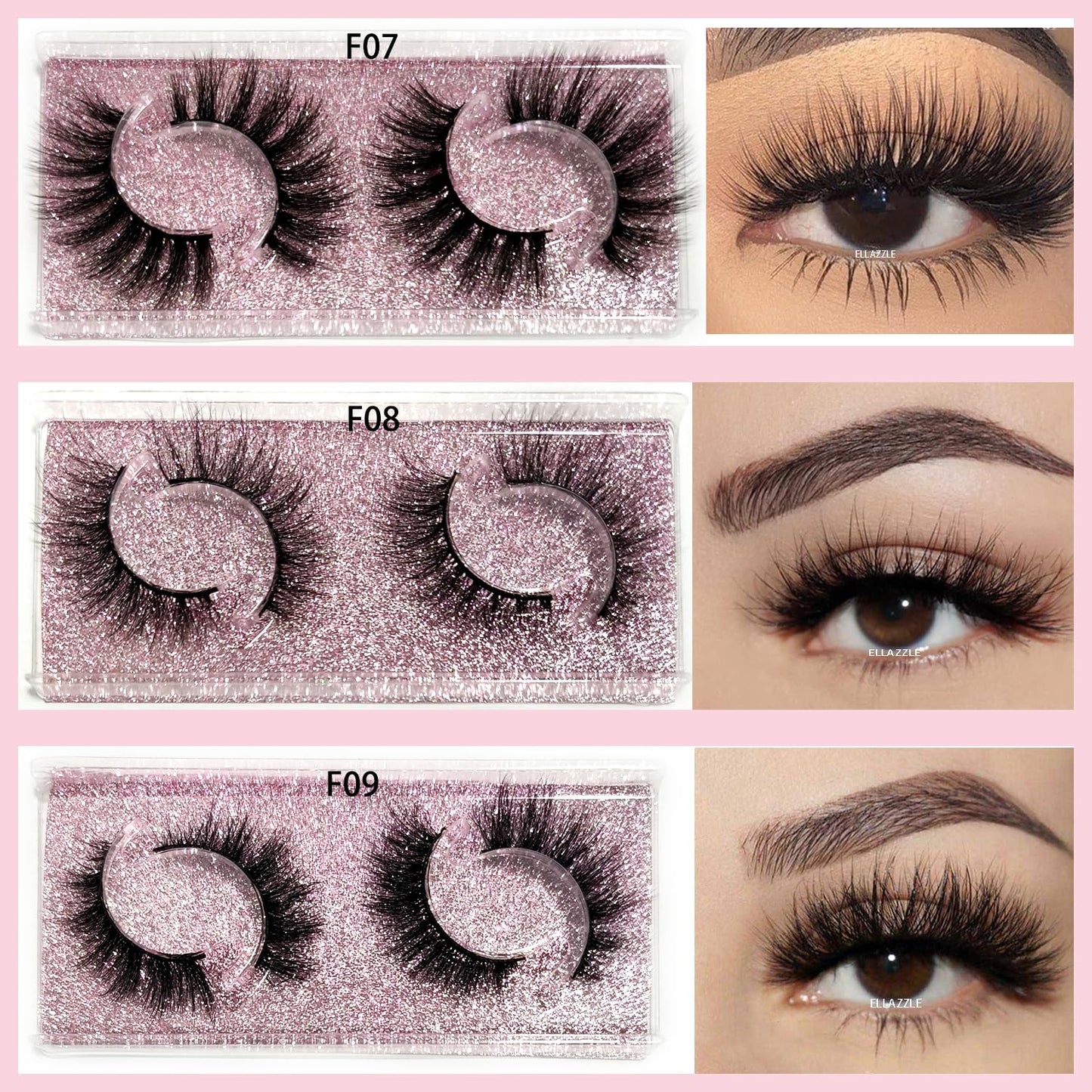Ellazzle 18 Pairs Lashes Wispy Bulk Natural Eyelashes Wholesale Fluffy Fake Eyelashes Mink 3d Lashes Pack