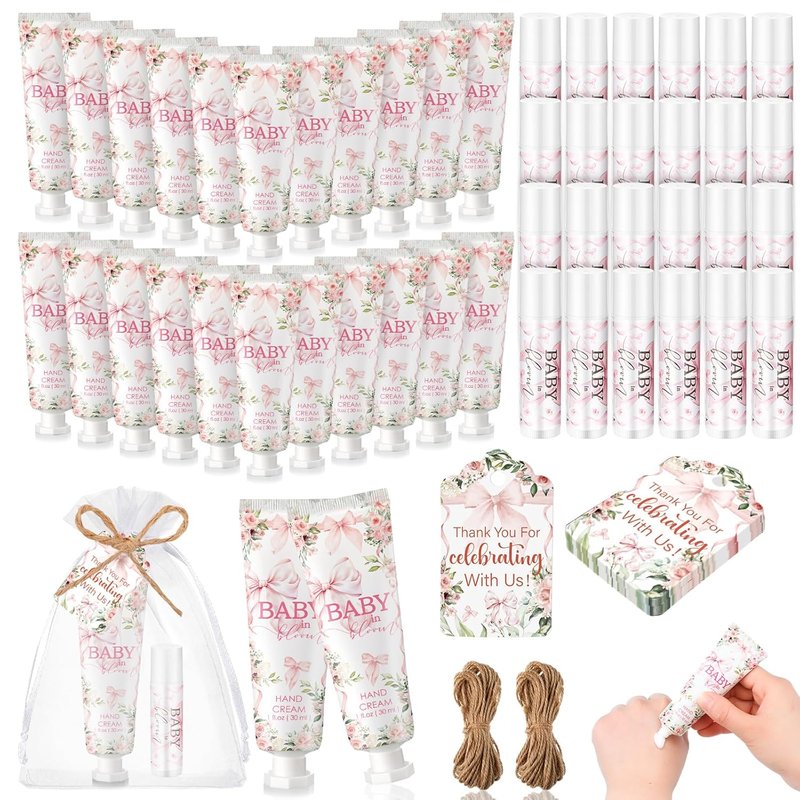 Baby in Bloom Hand Cream & Lip Balm Gift Set - Wildflower Floral Baby Shower Favors | Travel Size for Guests