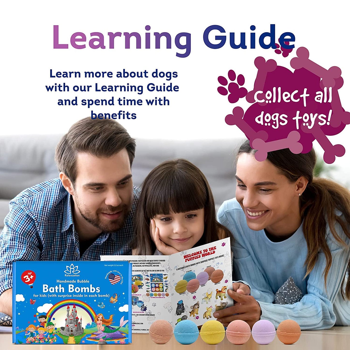 Bath Bombs for Kids Set with Toys Surprise Inside for Kids (Little Puppies)