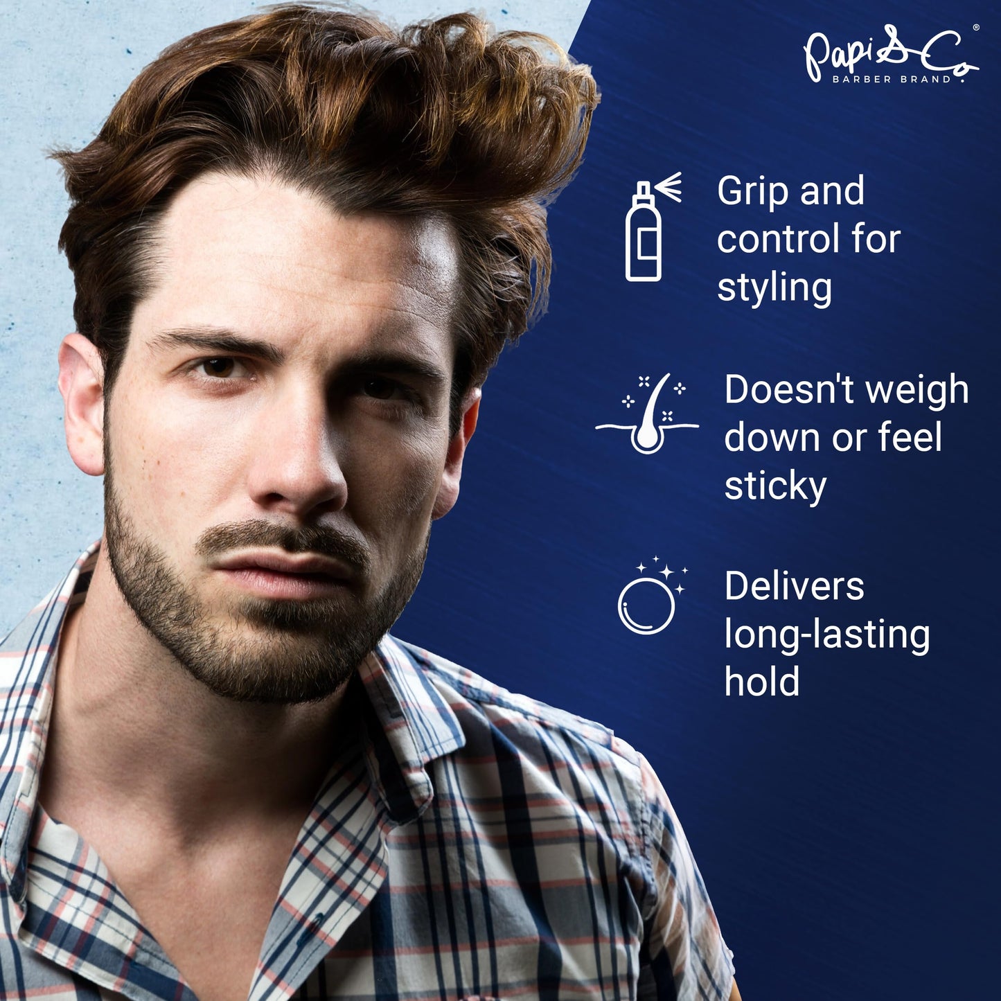 Papi & Co. Control Hair Spray - Extreme Hold, Volumizing & Frizz-Free Hairspray - Flexible Styling & Heat Protection - Lightweight, Non-Sticky Finish - Long-Lasting Hold for All Hair Types - 8.45 oz