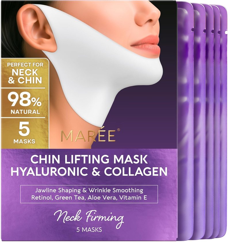 V Line Lifting Mask with Hyaluronic Acid - Collagen Face Mask for Jawline Shaping & Neck Firming | Anti-Aging Retinol Treatment