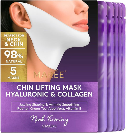 V Line Lifting Mask with Hyaluronic Acid - Collagen Face Mask for Jawline Shaping & Neck Firming | Anti-Aging Retinol Treatment