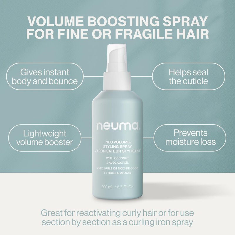 Neuma Neu Volume Styling Hair Spray 6.7 Fl. Oz. Heat Protectant Volumizing Spray with Fennel, Ylang Ylang, Patchouli, and Vanilla Scent, Hair Volumizer for Fine Hair