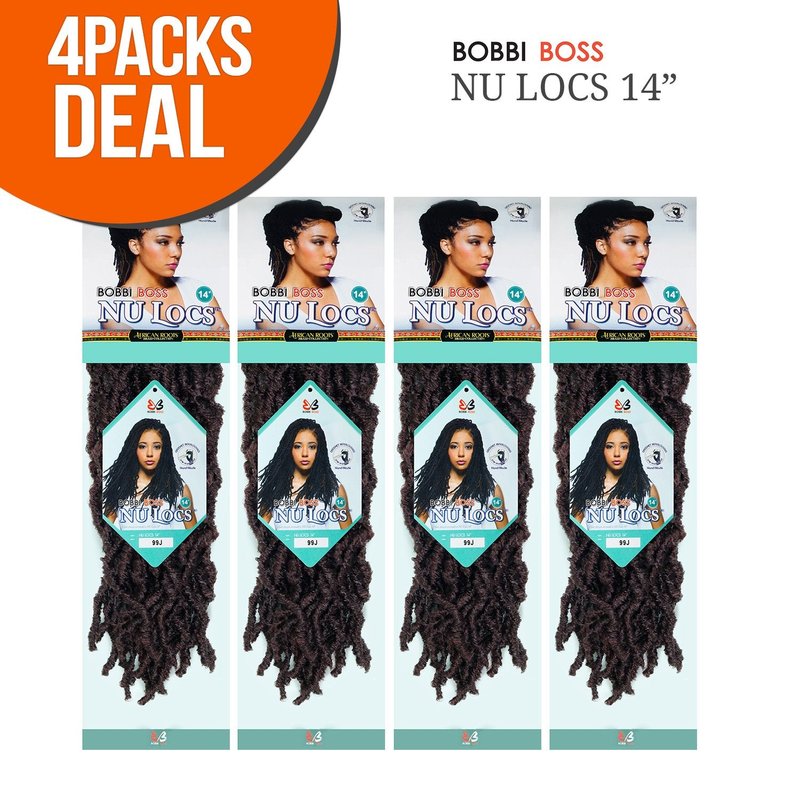 Bobbi Boss Crochet Braids | African Roots Nu Locs 14" Synthetic Hair (4-Pack) - Color 1B