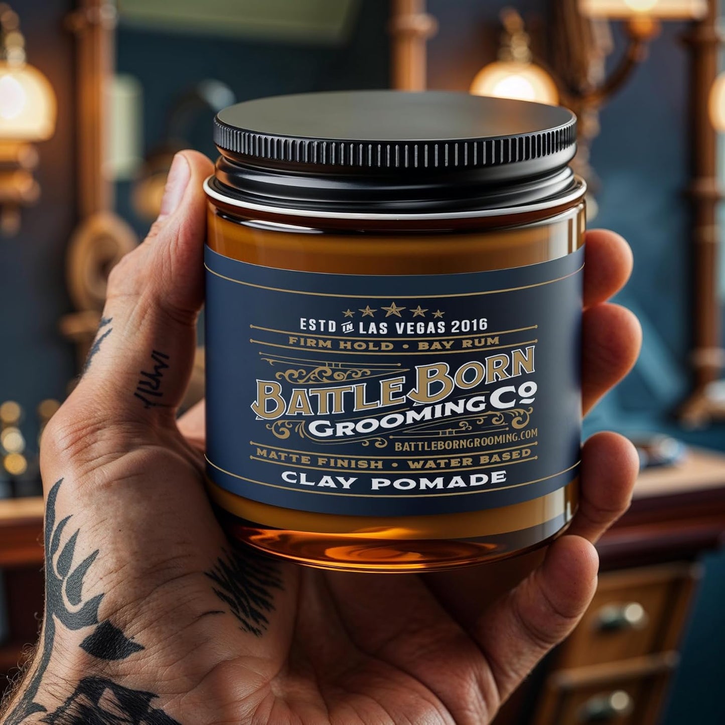 Volumizing Hair Clay Pomade - Battle Born Grooming Co | 4 oz for Strong Hold & Texture