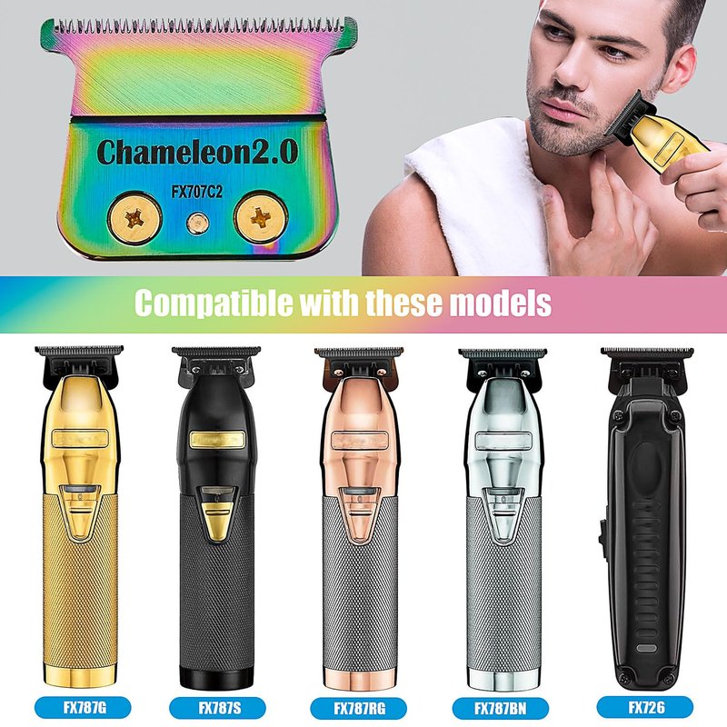 1Pc FX707Z DLC 2.0 compatible with BaByliss PRO PRO FX787 & FX726 Trimmer Trimmer Blade,DLC 2.0 Trimmer Blade compatible with BaByliss Replacement Trimmer Blades (Colorful)
