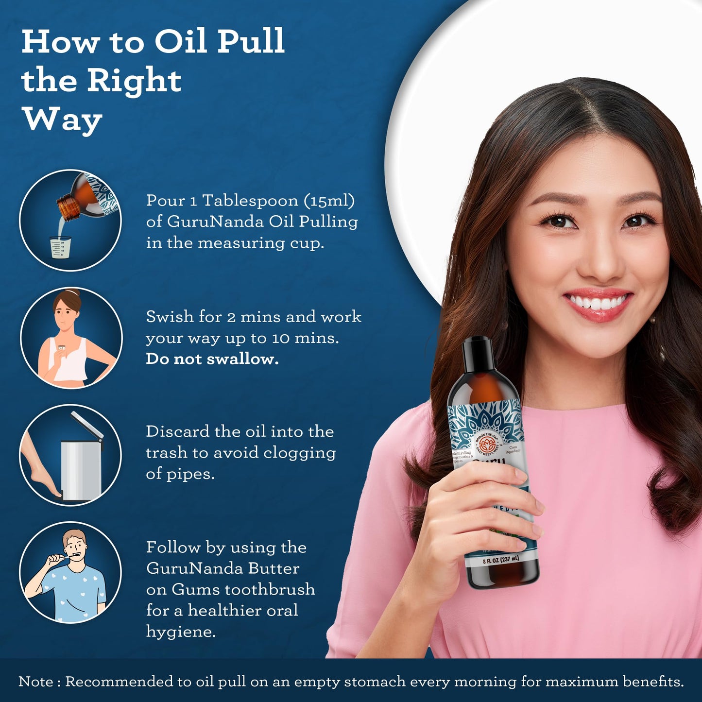 GuruNanda Advanced Oil Pulling with Tongue Scraper & Teeth Whitening Strips - 7 Treatments with 14 Strips - Enamel-Safe Strips for Sensitive Teeth