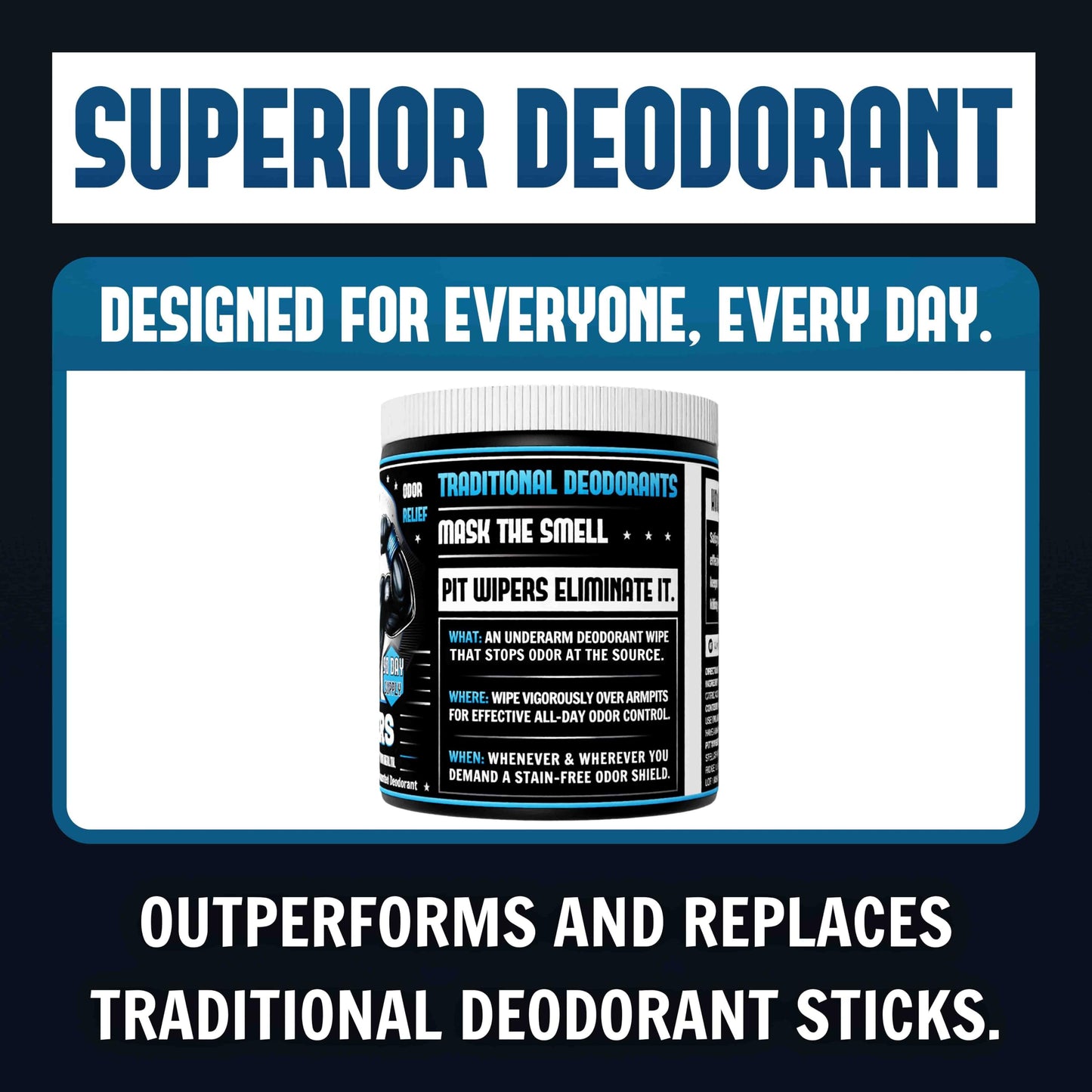 Pit Wipers Aluminum Free Unscented Underarm Deodorant, Incredibly Effective, Stain-Free, Maximum Strength, for Men and Women, Paraben-Free, (6 month supply) (Unscented, 180 count total) (2 pack)