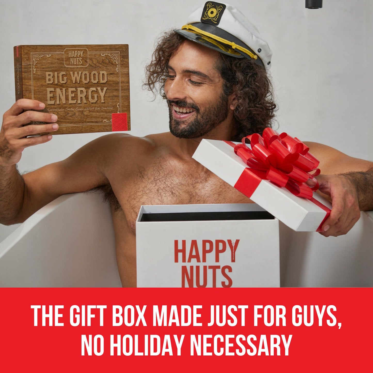 HAPPY NUTS Holiday Essentials Bundle Kit - Gift Box for Men with Comfort Cream, Hydrating Body Wash & Whole Body Deodorant - Mens White Elephant Gift Basket Idea for Him and Stocking Stuffer
