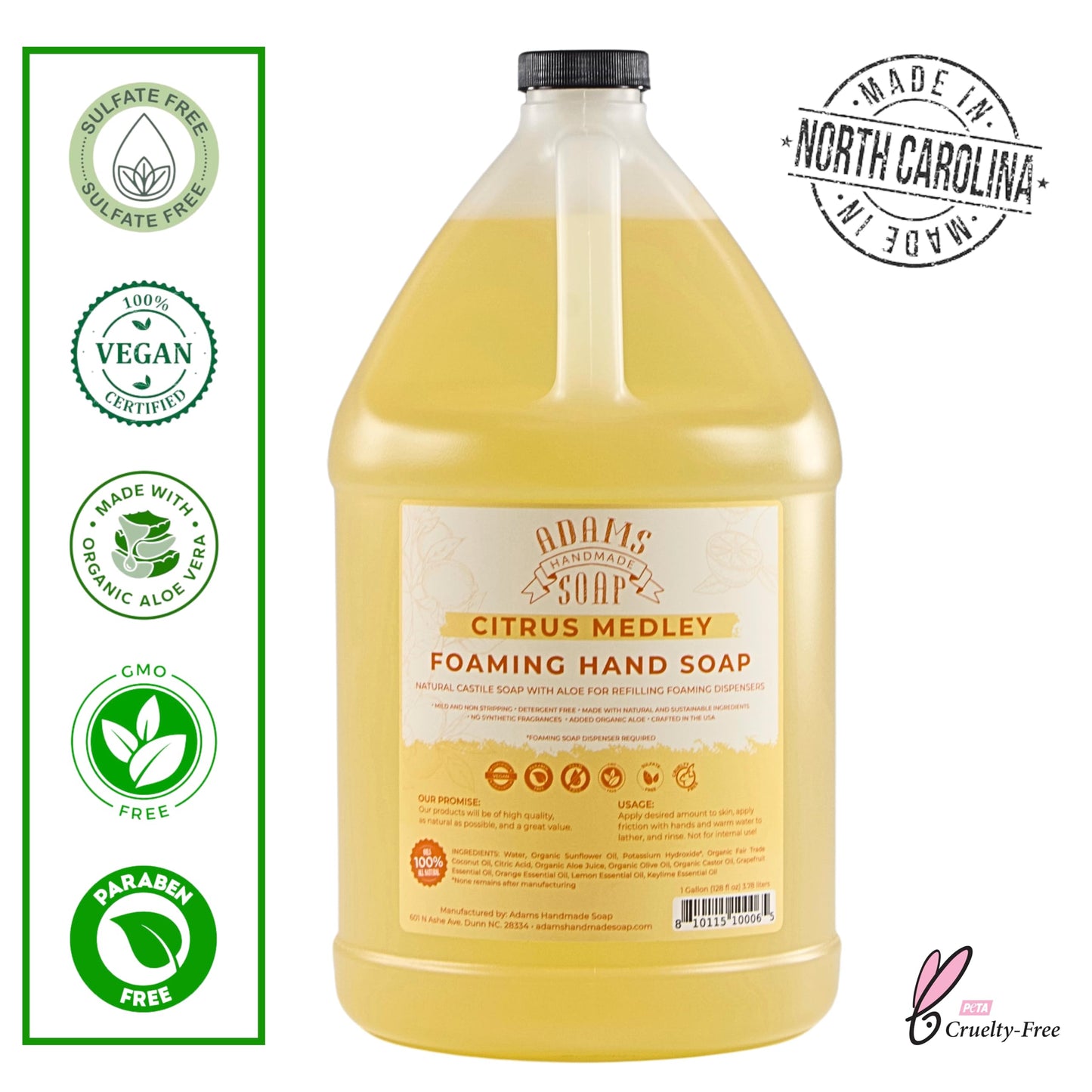 Adams Handmade Soap Liquid Foaming Soap 1 Gal