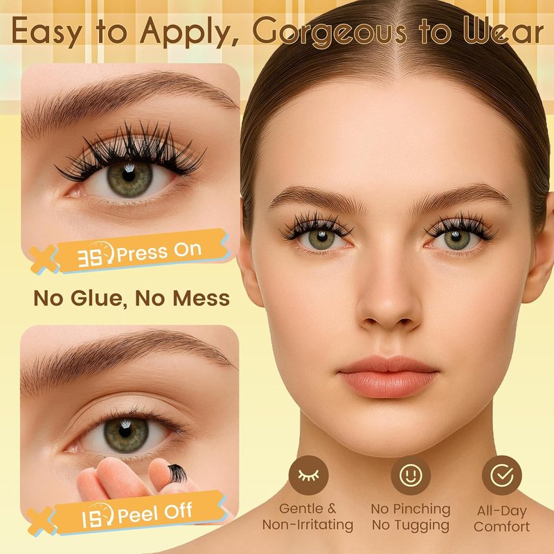 Self Adhesive Eyelashes - Cluster Lashes 10-16mm | Pre-Glued Wispy Extensions for Long-Lasting Wear