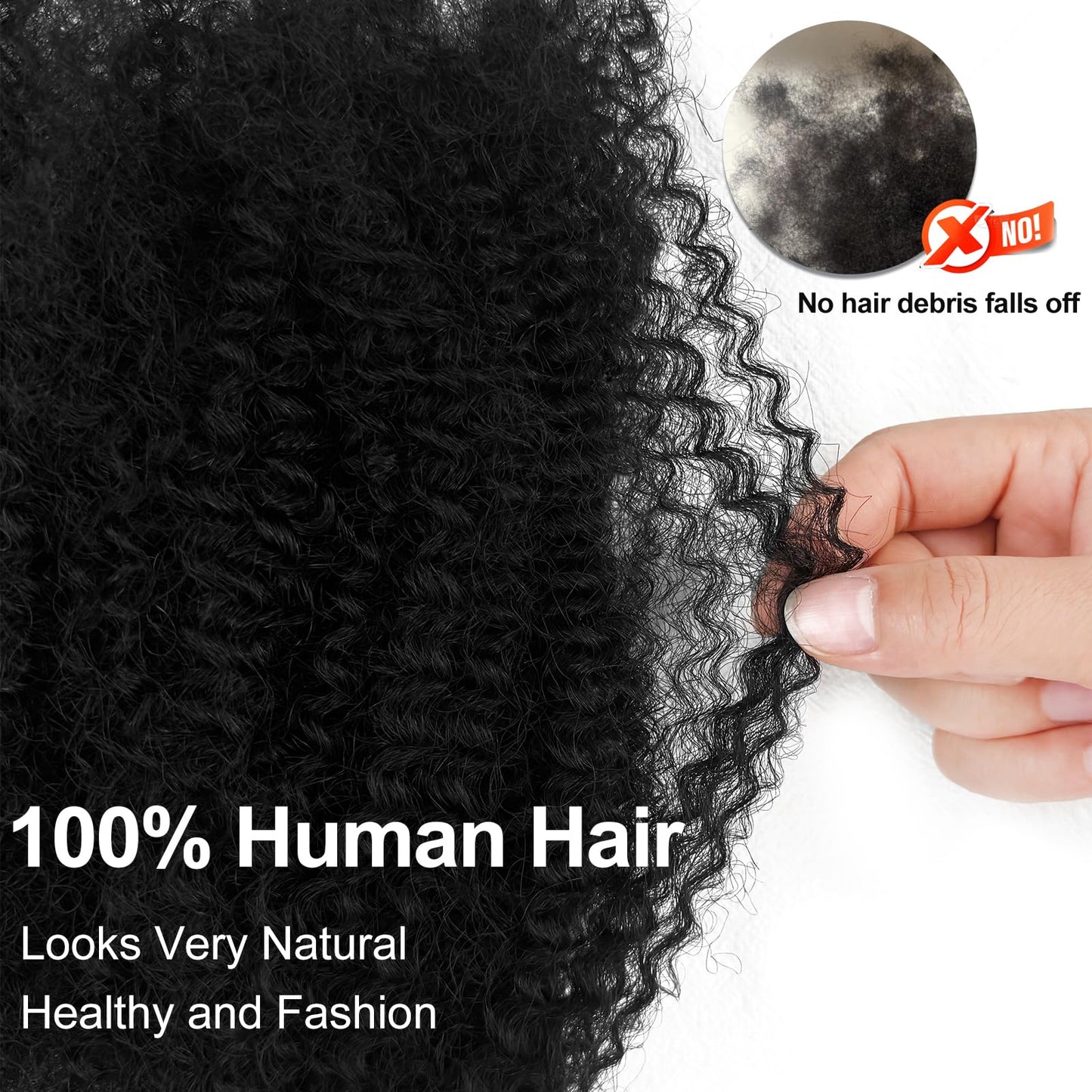 Afro Kinkys Bulk Human Hair For Braiding 10 Inch Afro Kinky-Curly Human Hair Bulk For Mini Twist Micro Locs Dreadlocks Extensions 1 Bundle (10Inchs,40g/pack)