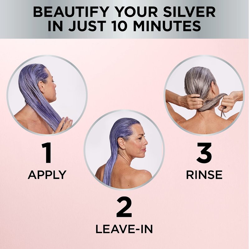 L’Oreal Paris Le Color Gloss One Step Toning Gloss, In-Shower Hair Toner with Deep Conditioning Treatment Formula for Gray Hair, Silver White, 1 Kit