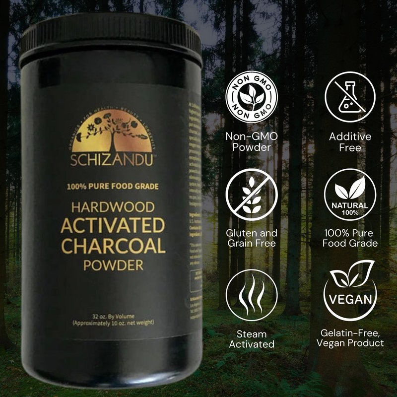 Schizandu Activated Hardwood Charcoal Powder | Supports Skin, Body, Oral Health, Teeth Whitening