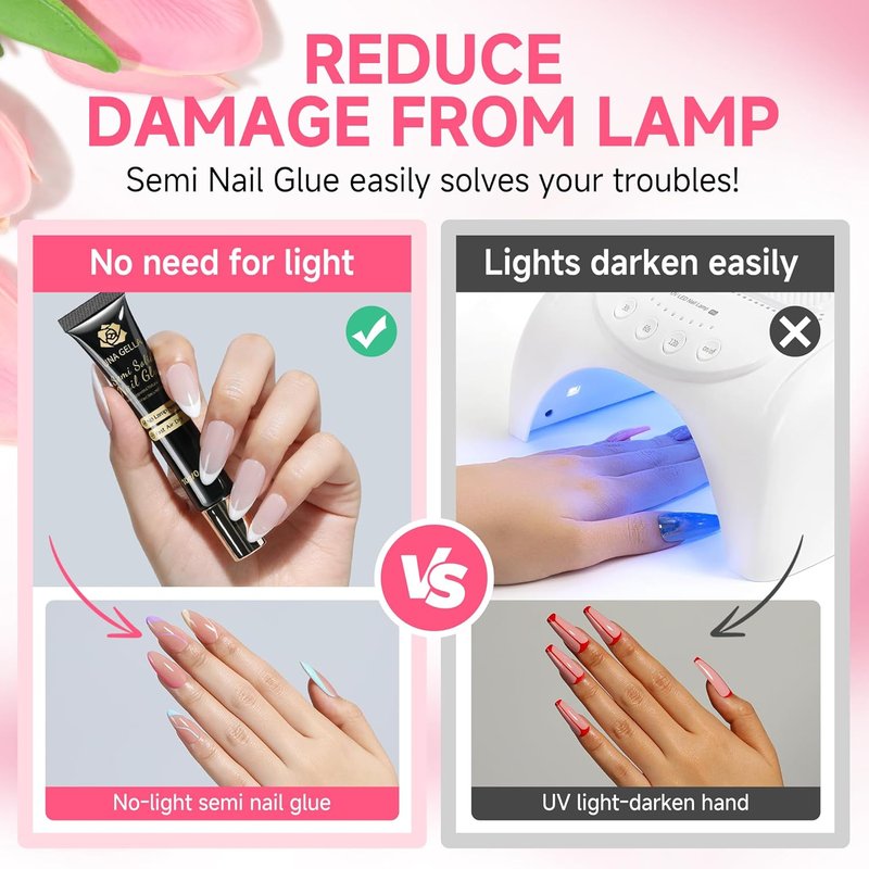 Solid Nail Glue for Press-On Nails - Super Strong Semi Nail Gel | Fast Curing 10ml (2-Pack)