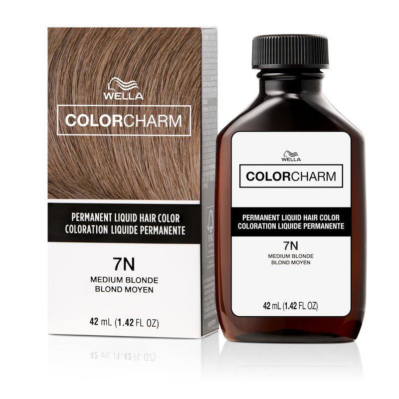 COLORCHARM Permanent Liquid Hair Color | 7N Medium Blonde | Up to 100% Gray Coverage | 1.42 Fl Oz