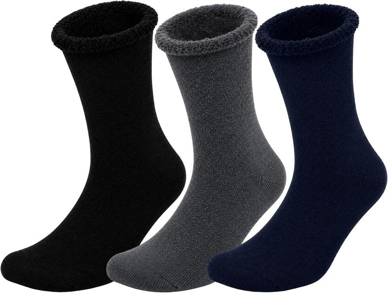 Men's Thermal Boot Socks - Cushioned Heavy Duty Warm Hiking Socks | 3 Pairs