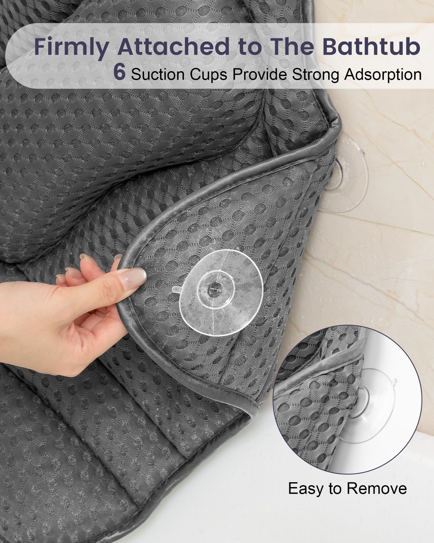 MTDLYICE Bath Pillow, Bath Pillows for Tub Neck and Back Support, Soft 4D Air Mesh Bathtub Pillow 16.5 x 17.3 INCH, with 6 Powerful Suction Cups, Bath Accessories Relaxing Gifts for Women (Lake Blue)