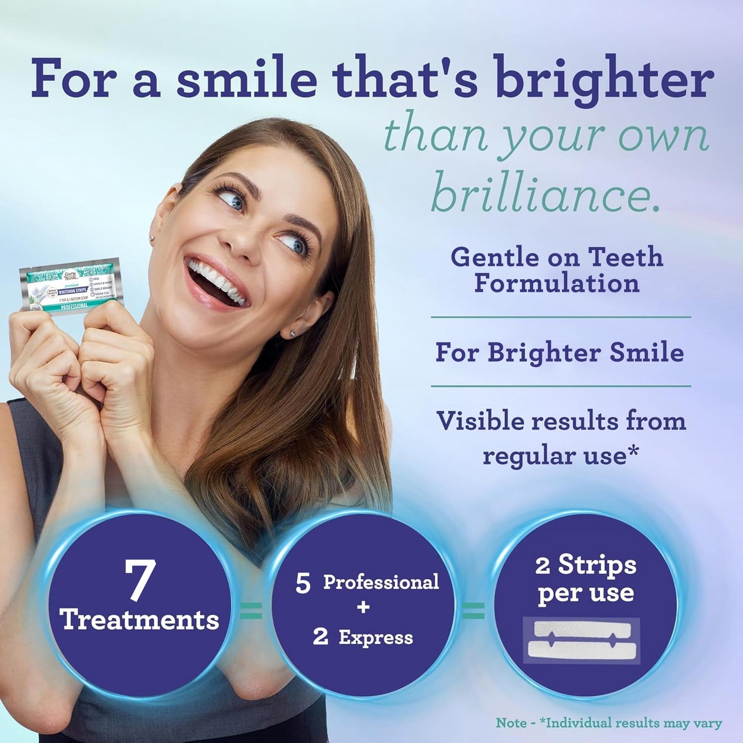 GuruNanda Advanced Oil Pulling with Tongue Scraper & Teeth Whitening Strips - 7 Treatments with 14 Strips - Enamel-Safe Strips for Sensitive Teeth