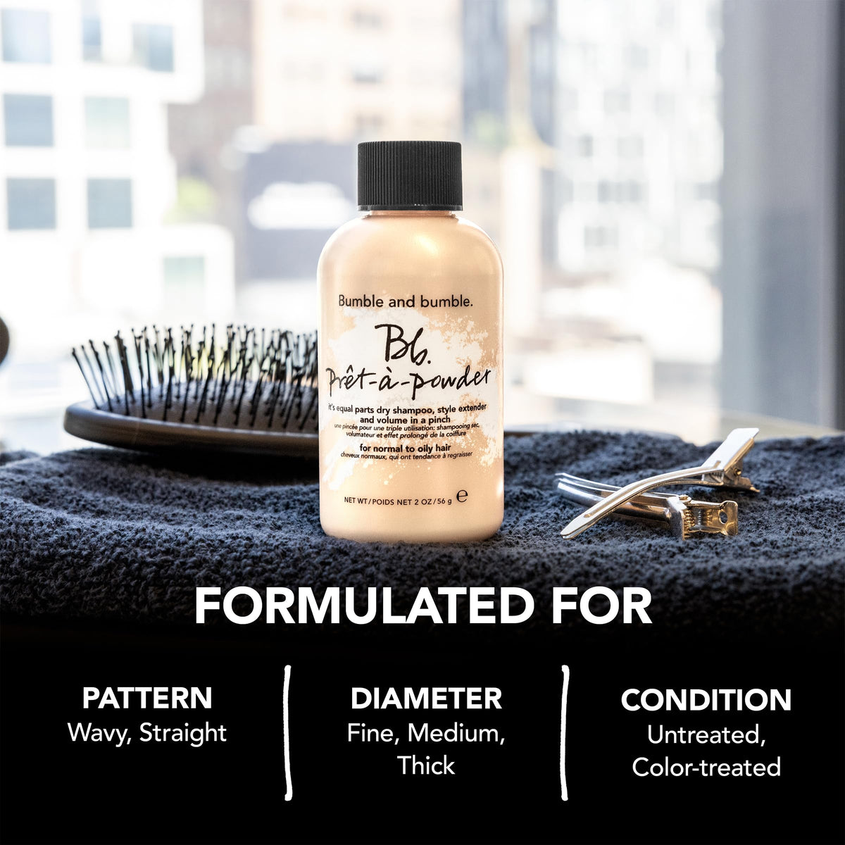 Bumble and bumble. Prêt-à-powder Dry Shampoo Powder | Adds Volume, Texture + Absorbs Oil | Non-Aerosol | For All Wavy + Straight Hair Types, 2 Ounce