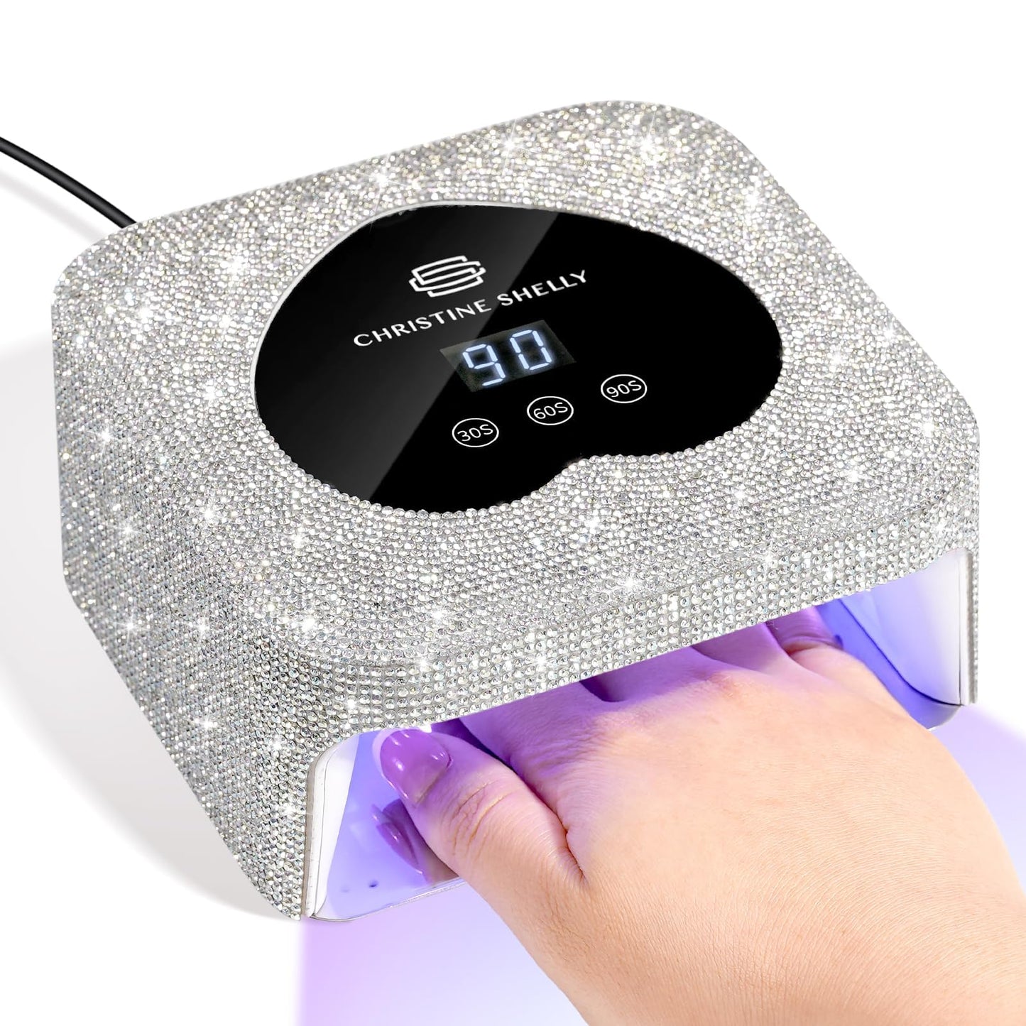 UV Nail Lamp, CHRISTINE SHELLY UV Light for Gel Nails, 48W Plug-in Mini Diamond Nail Lamp Nail Dryer with Touch Control Auto Sensor and 3 Timer Settings Nail Light Curing Lamp, Home, White Diamond
