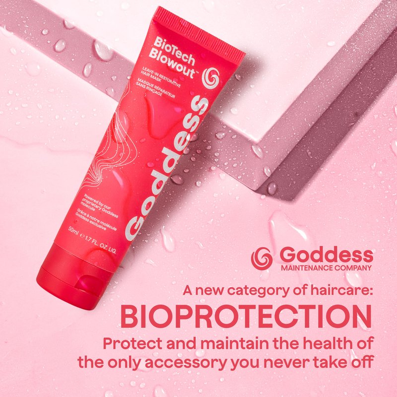 Biotech Blowout Leave-In Restorative Hair Mask 1.7 Fl Oz, Style & Heat Protectant (up to 450°F), 8-Hour Style, Frizz Control, for Damage Heat, Bleach, Colour & Chemical Stress, by Goddess Maintenance