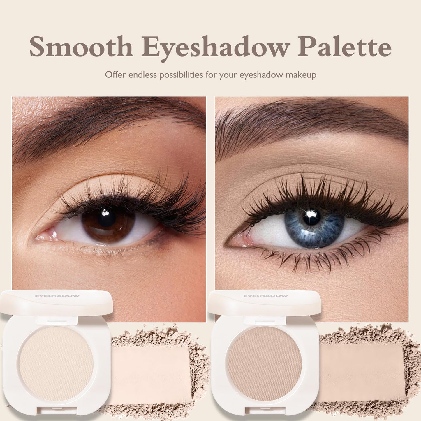 Wugbc Matte Eyeshadow Palette 2 PCS, White Nude Brown Eye Shadow Palettes Nude Neutral Eyeshadow for Women, Smooth Powder Lightweight Blendable sombras para ojos Compact Daily Eyes Makeup, Set C