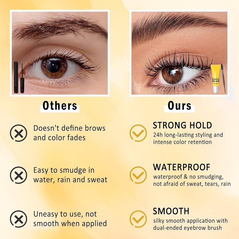 Super Hold Clear Eyebrow Gel - Waterproof Long-Lasting Brow Styling Glue | Fast-Dry Vegan Formula (2-Pack)