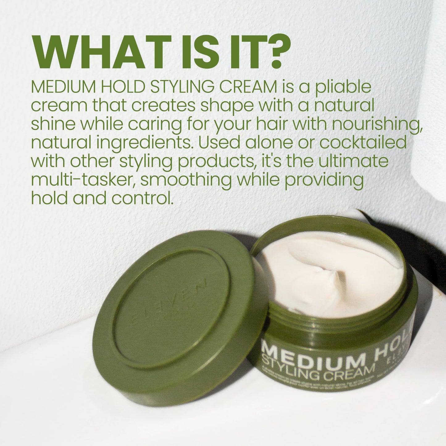 ELEVEN AUSTRALIA Medium Hold Hair Styling Cream for Men & Women - Slick Hold Pomade Product with Carnauba Wax, Shaping for Short, Medium, or Long Hair, Matte Texture Paste, Adds Natural Shine - 3 oz