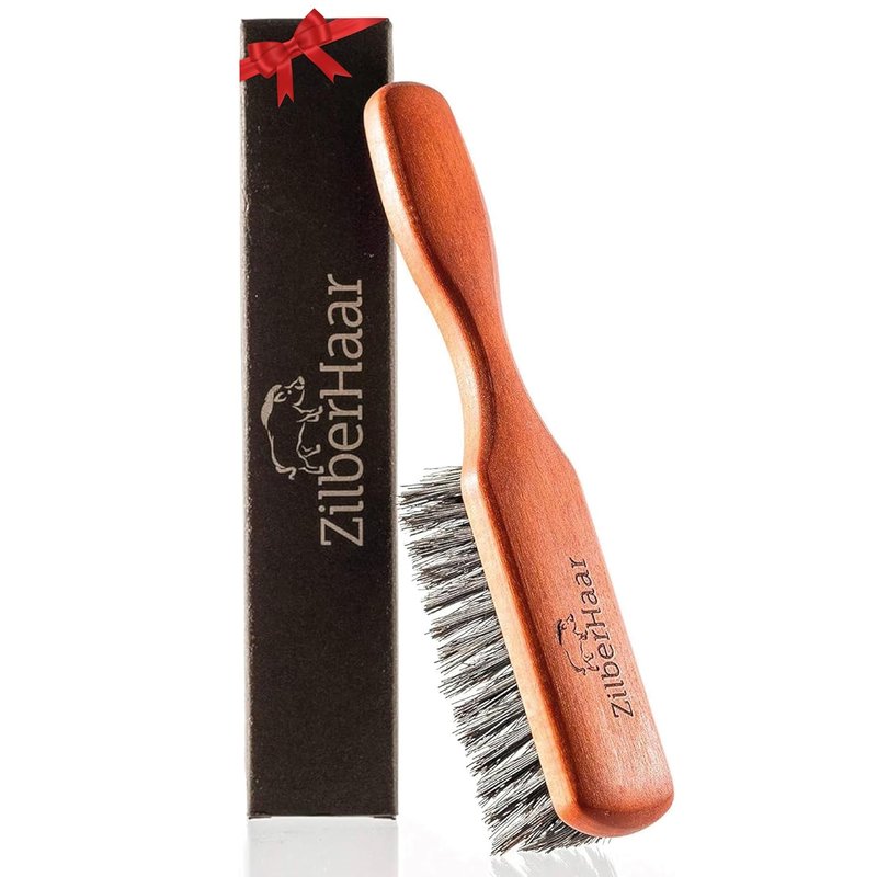 ZilberHaar Beard Brush - Soft Boar Bristles for Grooming | Promotes Growth & Straightens Beards