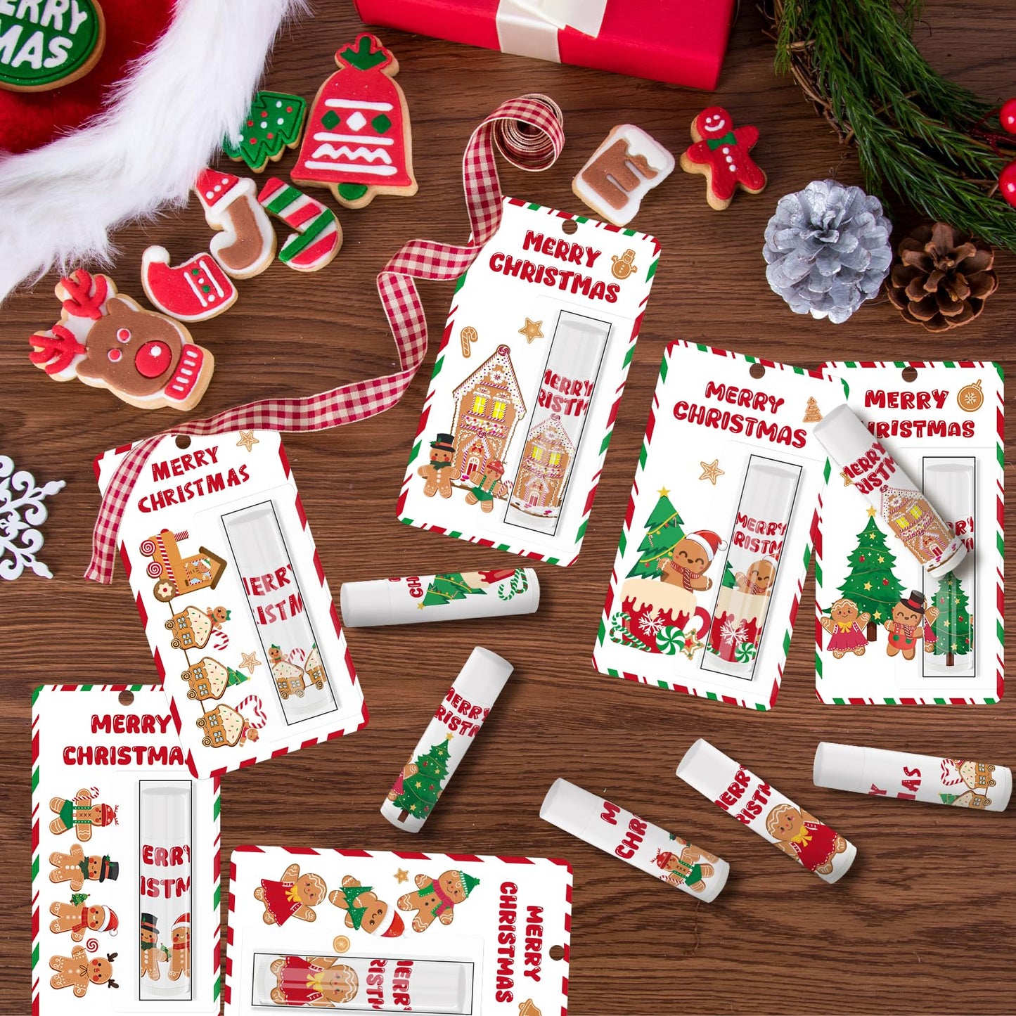 Nlicrst 30 Pack Gingerbread Bulk Lip Balms Christmas Moisturizing Natural Lip Balms for Christmas Stocking Stuffers Goodie Bag Fillers Classroom Prizes Thank You Appreciation Gifts Party Favors