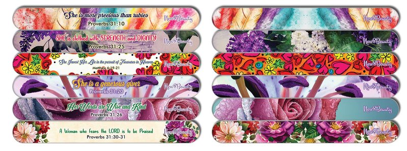 Christian Emery Board - Virtuous Woman (24-Pack) - Best for Manicure Pedicure - Nail Salons Nail Care Nail Spa - Great Gift Ideas