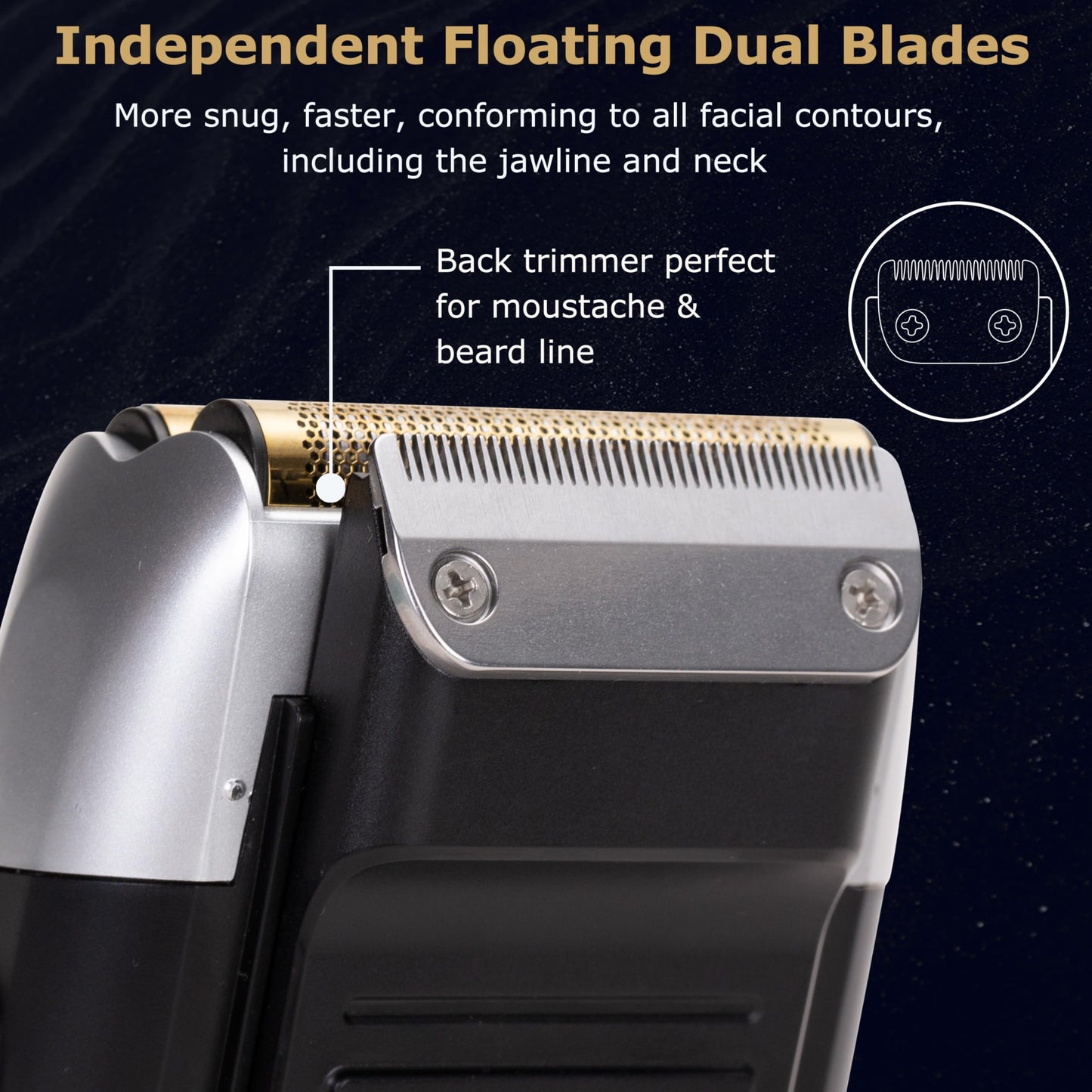 KEMEI 2-in-1 Men's Electric Shaver, Cordless Rechargeable Bald Trimmer with LED Display