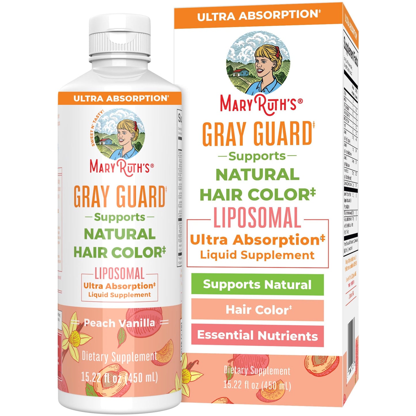 MARYRUTH'S Organics Gray Guard Liposomal, Supports Natural Hair Color, with Copper & Pantothenic Acid, Holy Basil & Traditional Herbs, Vitamin E & Vitamin B for Overall Health, Ages 18+, 15.22 Fl oz