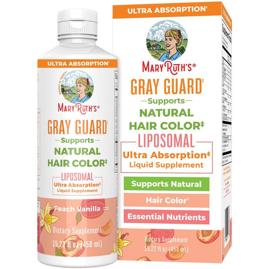 MARYRUTH'S Organics Gray Guard Liposomal, Supports Natural Hair Color, with Copper & Pantothenic Acid, Holy Basil & Traditional Herbs, Vitamin E & Vitamin B for Overall Health, Ages 18+, 15.22 Fl oz
