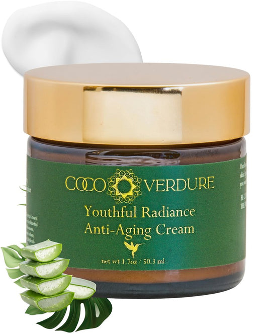 Coco Verdure Youthful Radiance Anti Aging Cream – Ultra Hydrating & Nourishing Face Moisturizer with Hyaluronic Acid, Niacinamide & Botanical Extracts. Firming Cream for Fine Lines & Wrinkles. 1.7oz